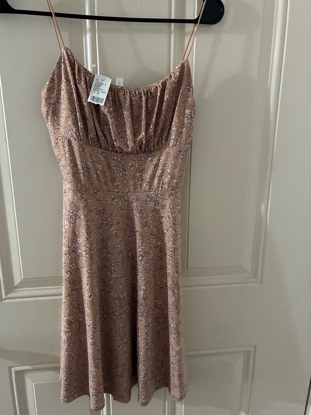 Spaghetti-Strap Mini Dress in Light Brown